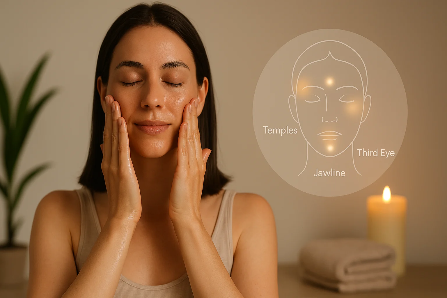 Performing ayurvedic facial massage techniques