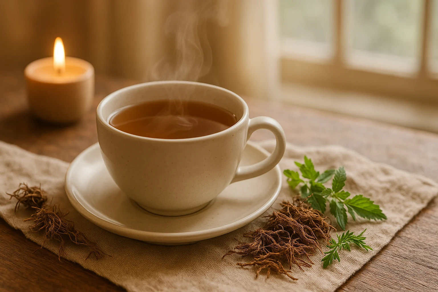 jatamansi tea in a calming setting