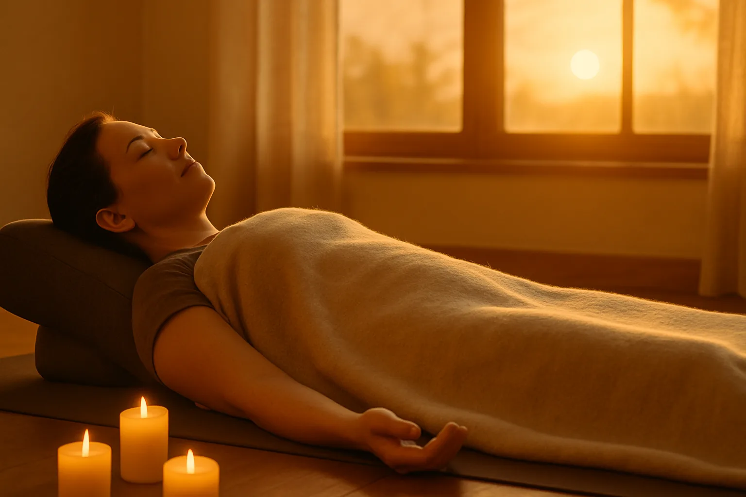 Person relaxing in recovery yoga practice