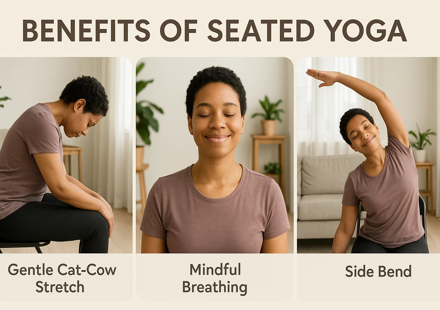 Person enjoying benefits of seated yoga poses for beginners