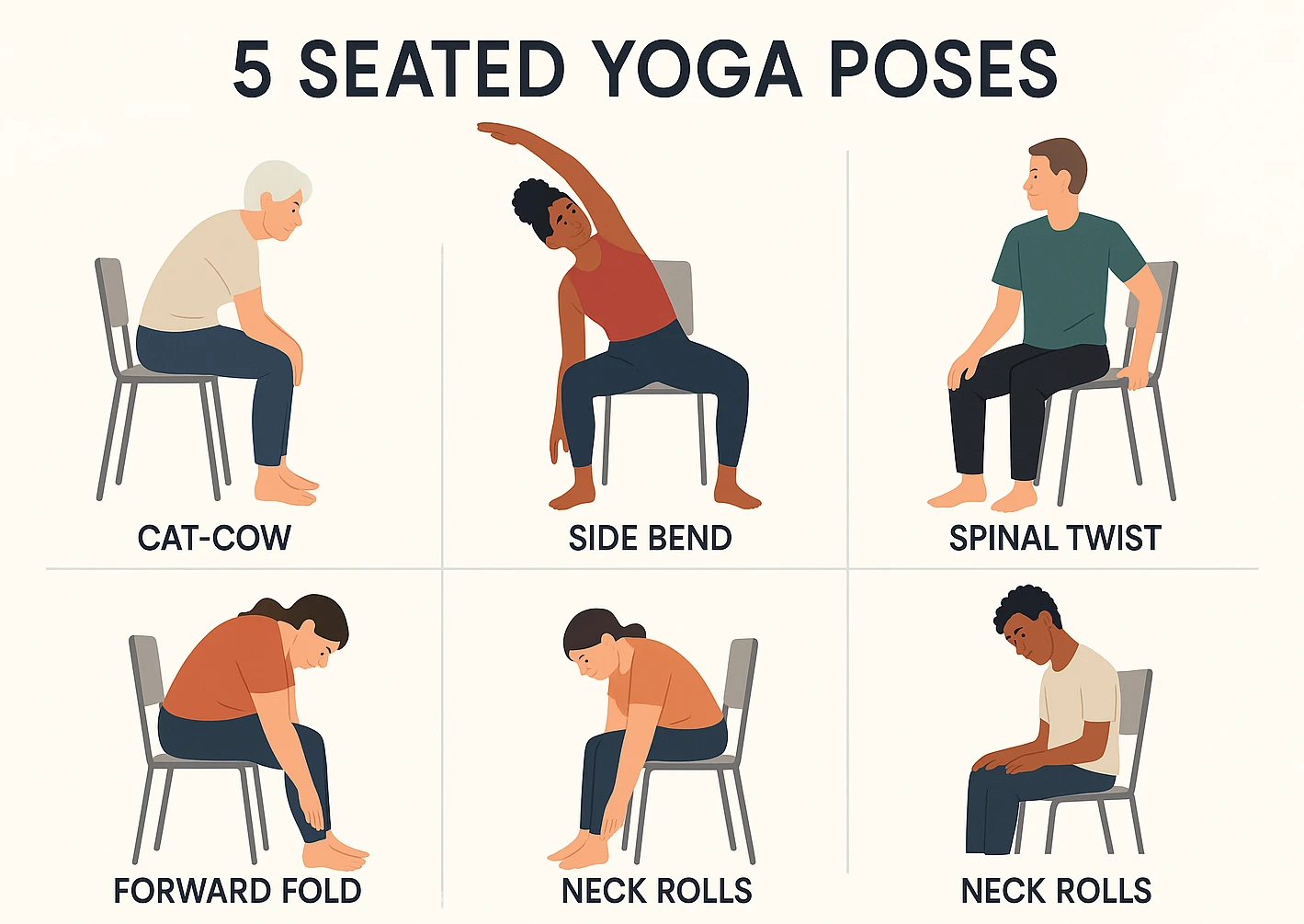 Example of seated yoga poses for beginners in action