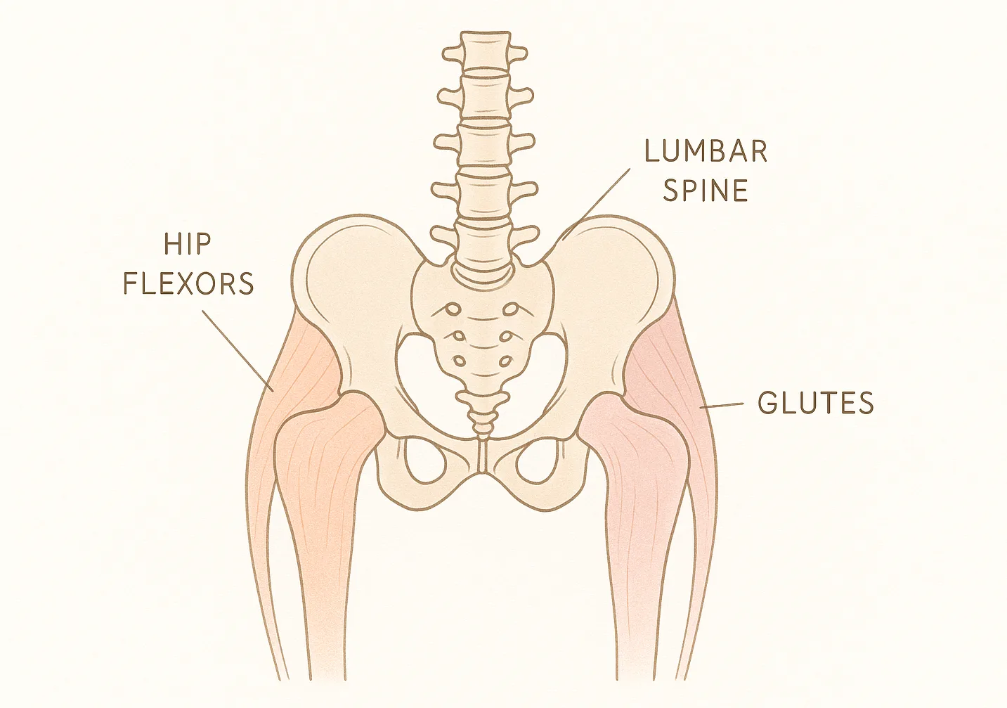 Illustration of hip and spine connection for yoga poses