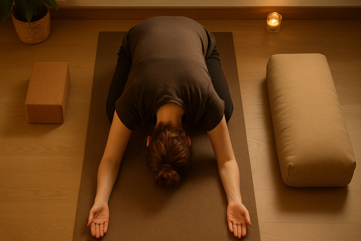 Child’s Pose for wrist pain relief in yoga