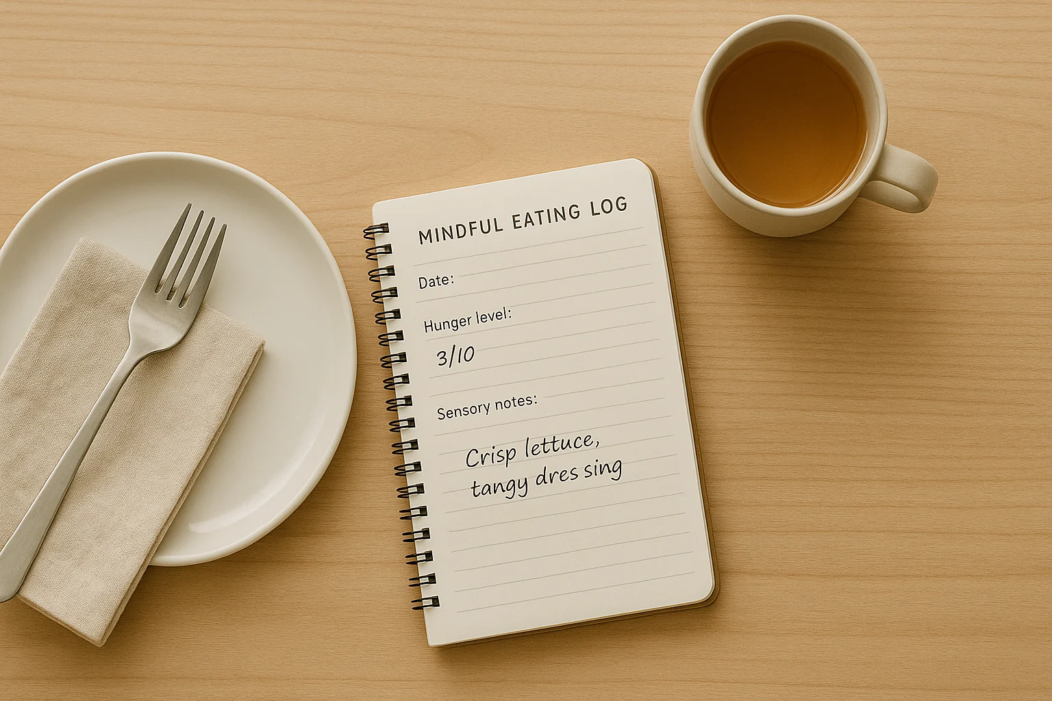 Journal and plate for mindful eating practice