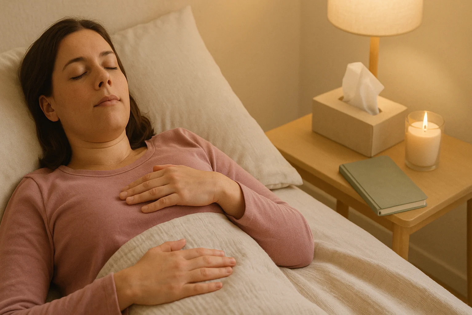 Person practicing mindful meditation for depression in a calm setting
