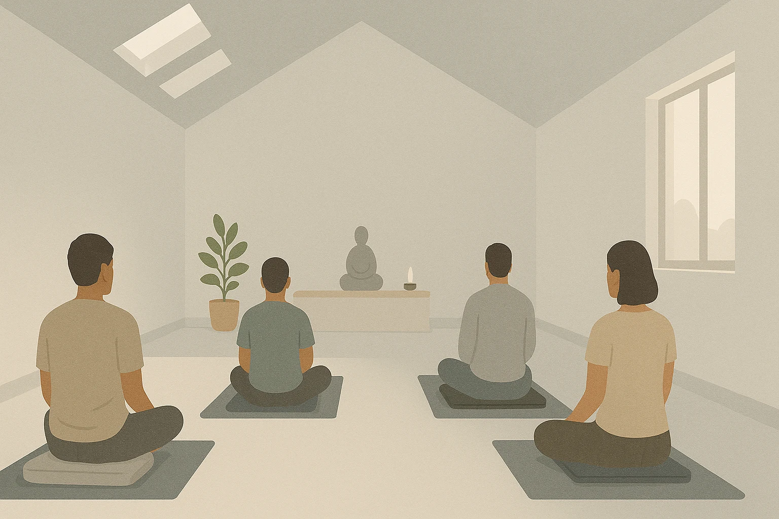 Participants in a silent retreat for an NYC mindfulness program