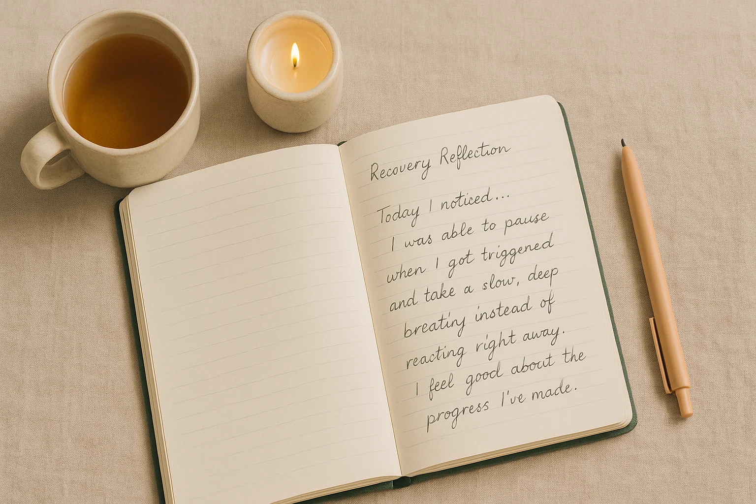 Person journaling mindfully for recovery