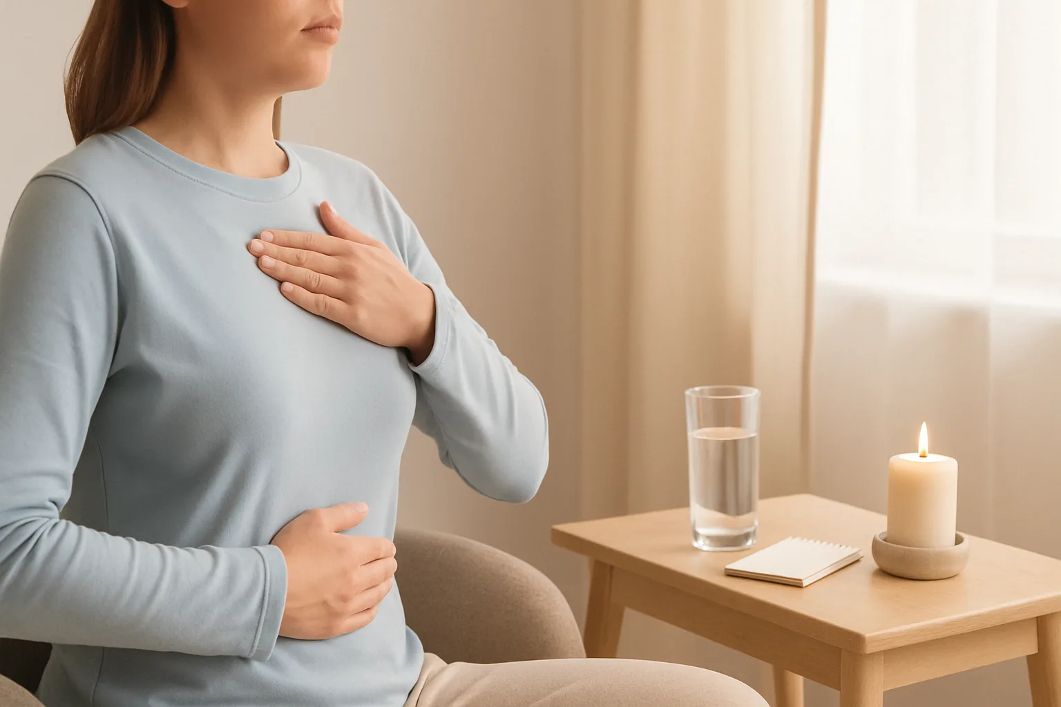 Person practicing breathing exercises for panic attacks
