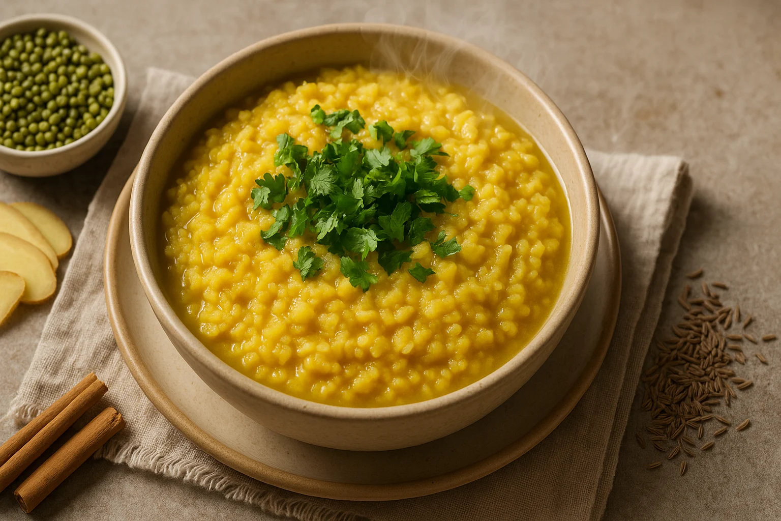 Classic Ayurvedic kitchari with rice, mung dal, and spices