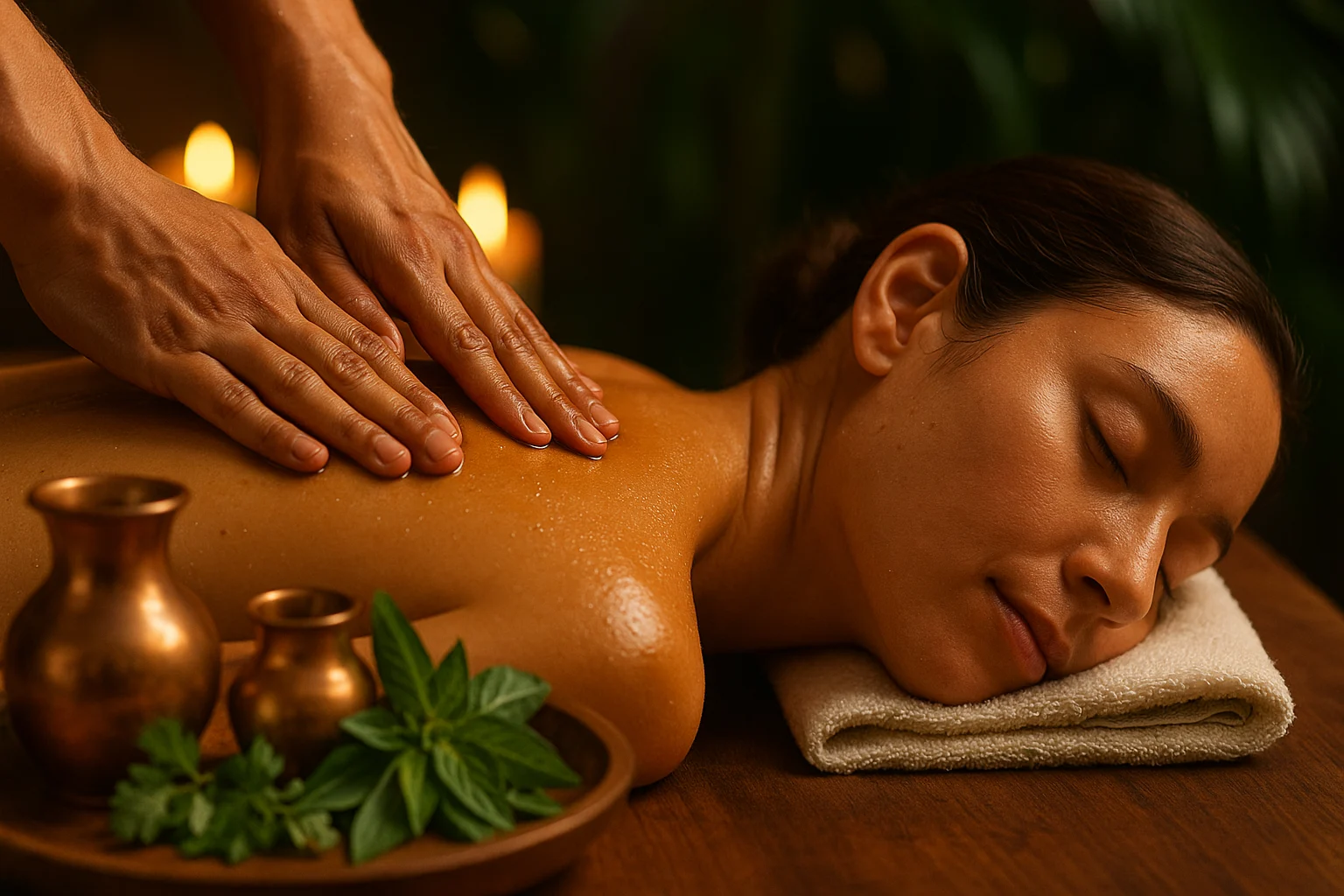 Ayurvedic massage during a wellness retreat