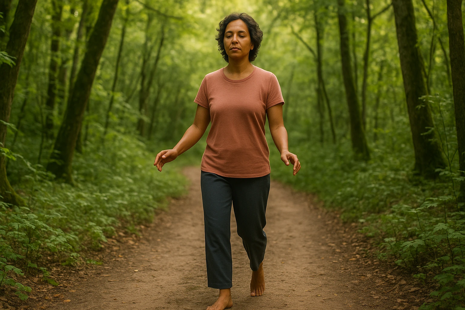 Person living mindfully with mindful movement yoga principles