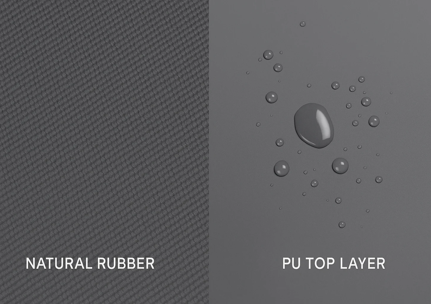 Close-up of natural rubber and PU materials for a non slip yoga mat sweaty hands need