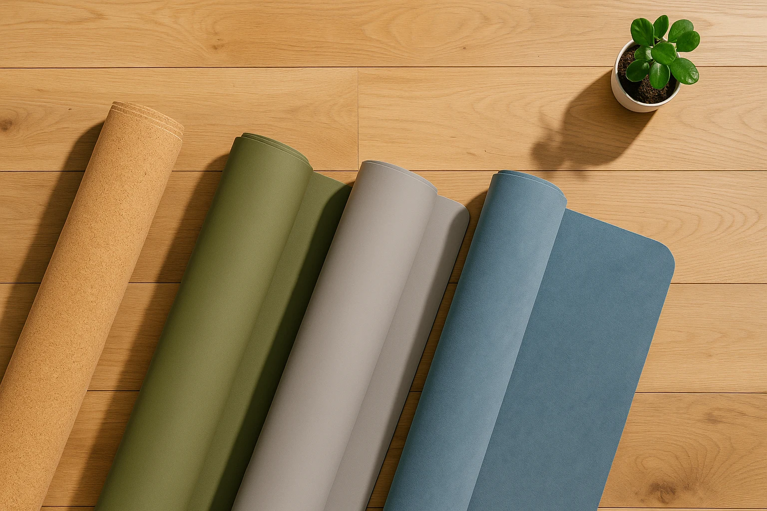 Eco-friendly hot yoga mat materials like cork and natural rubber