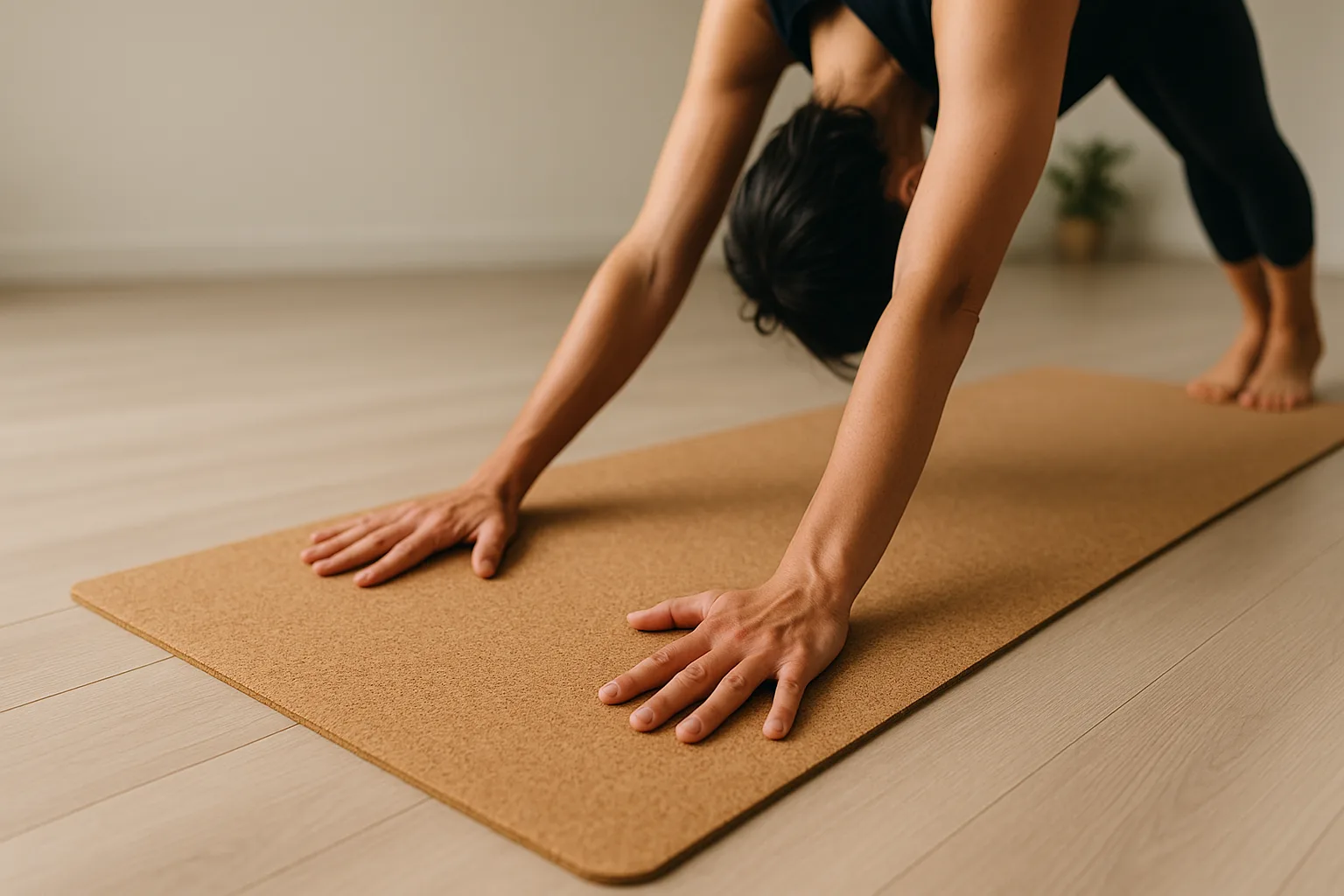 Cork yoga mat for allergy-safe practice