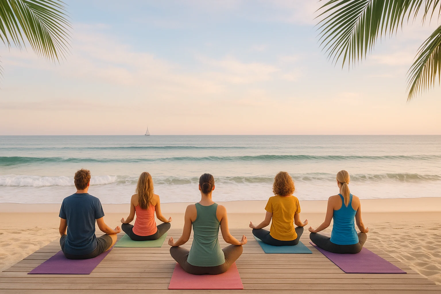Sunrise yoga session on an Algarve beach