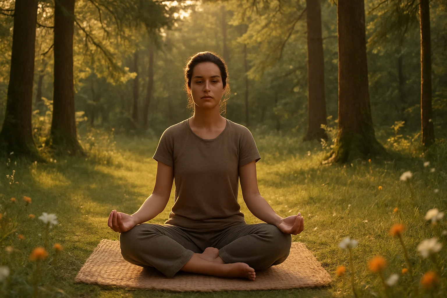Person meditating in nature during a silent yoga retreat