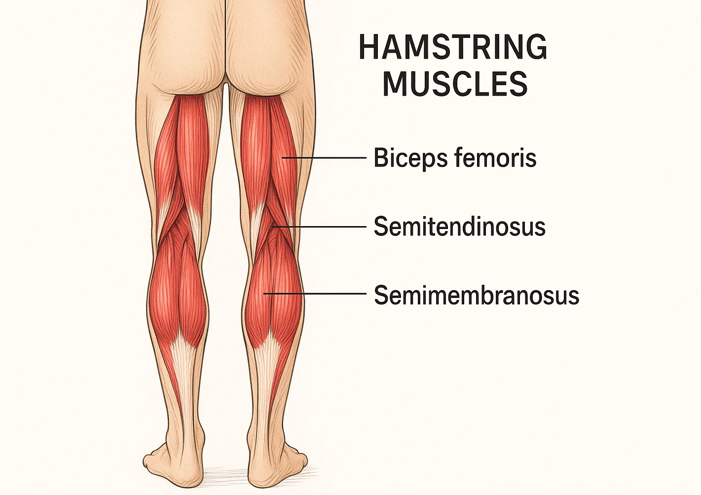 Diagram of hamstring muscles for yoga stretches