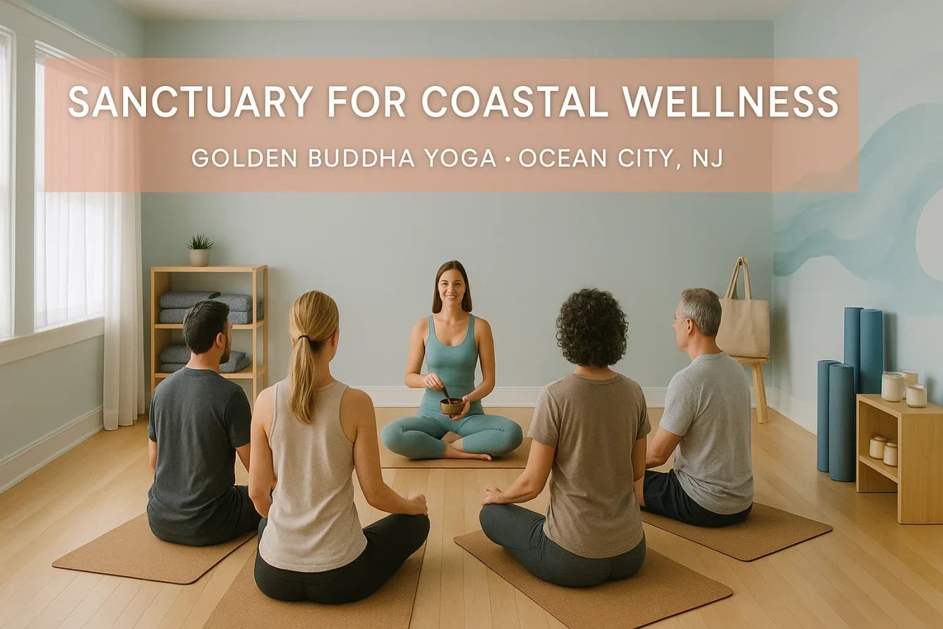 Interior of Golden Buddha Yoga studio in Ocean City, NJ with natural light