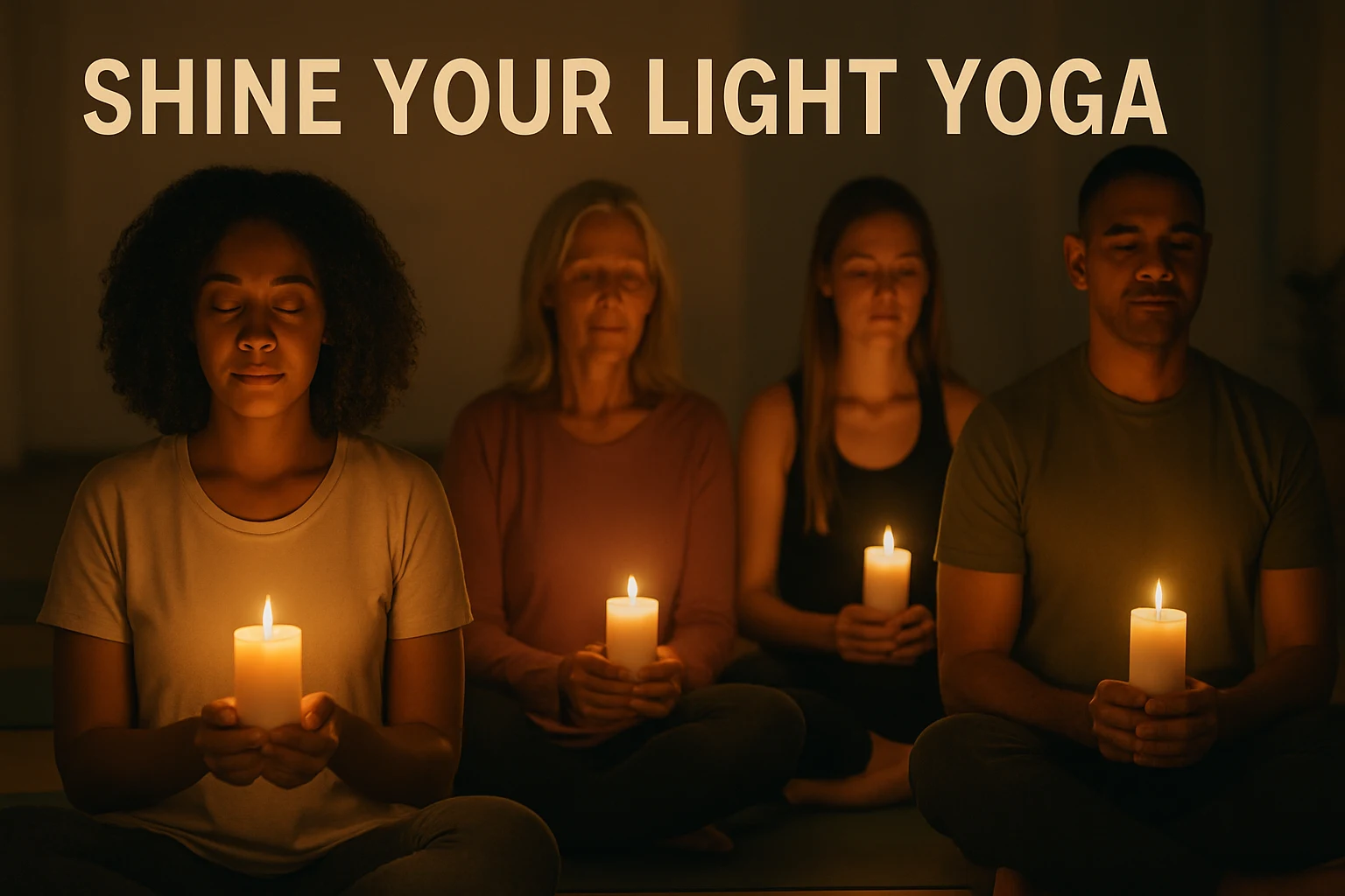 Participants holding candles during Shine Your Light Yoga meditation for sexual violence survivors