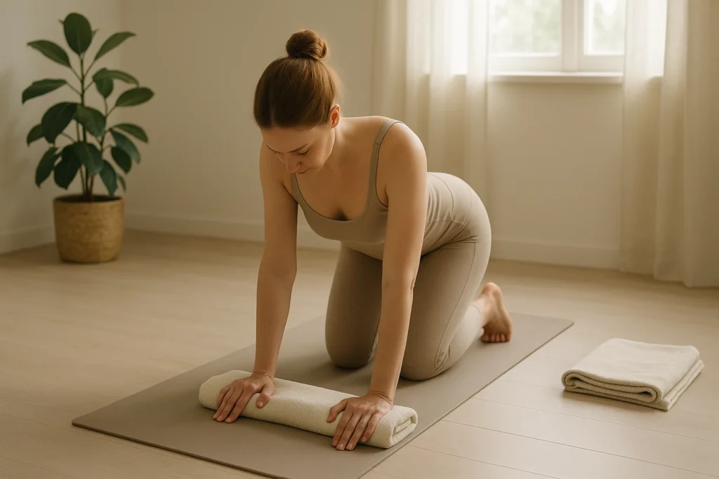 Yoga and wrist pain relief using safe wrist-supported yoga posture at home